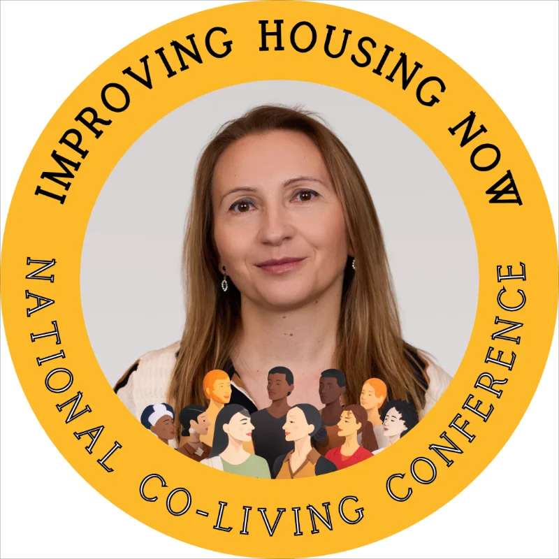 National Co-Living Conference speaker badge featuring Tanya Zorov